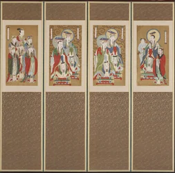 Cena Processional, Dinastia Choson (cor sobre papel e seda)