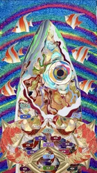 Cabeça de peixe abstrata e vibrante