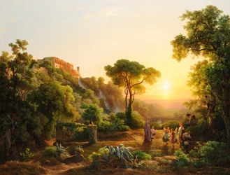 Paisagem em Tivoli, com uma cena da vindima