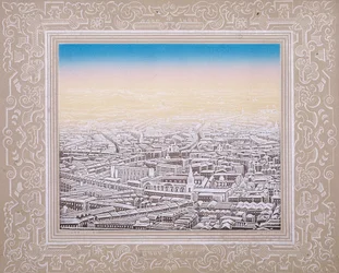 Vista aérea de Londres com borda decorativa, c1845