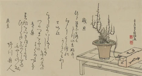 Bonsai Plum Tree on Bench and Box, 1796.