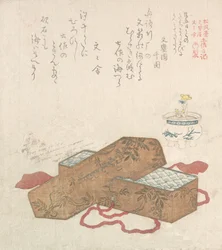Caixa de Carta com Carta e Flor em vaso, século XIX.