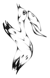 Desenho abstrato de um pelicano