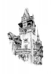 Esboço de um castelo elegante