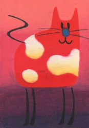 Gato Feliz com Manchas Vermelhas