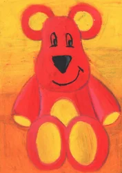 Urso de peluche vermelho feliz