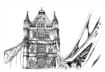Esboço da arquitetura icónica de Londres