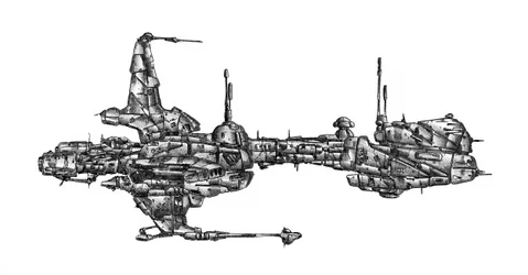 Nave espacial de ficção científica com detalhes complexos