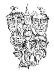 Rostos misteriosos e distorcidos