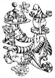 Figuras risonhas às riscas
