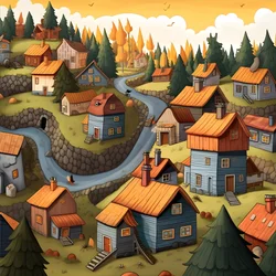 Imagem de casas em estilo de banda desenhada 3