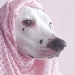 Fascinante grande plano de um porco cor-de-rosa sobre manchas brancas de um animal dálmata em padrão moiré 4