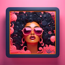 Obra de arte de uma mulher negra numa moldura de madeira cor-de-rosa, proclamando que ela é forte 3