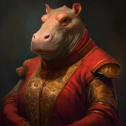 Retrato de um hipopótamo grande republicano antigo 3