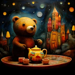 Urso de peluche e pote de mel 1
