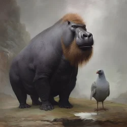 Capivara misturada com um gorila de dorso prateado 4