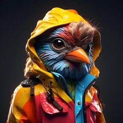 um animal num impermeável 2