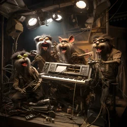 animatrónicos de animais assustadores, peludos e partidos que tocam música num palco 4