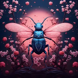 uma ilustração de um cobre ilustrado com cogumelos no fundo 3