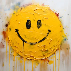 Sorriso amarelo pintado em impasto 4
