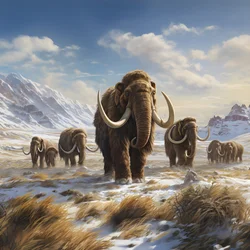 manada de mamutes lanudos na tundra 3