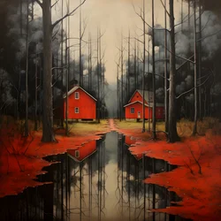 duas casas vermelhas na floresta 2