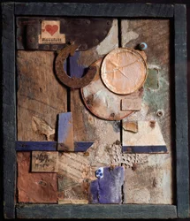 Merzbild Rossfett, assemblagem de madeira e pintura de Kurt Schwitters (1887-1948), 1918-1919, Genebra, Museu de Arte e História