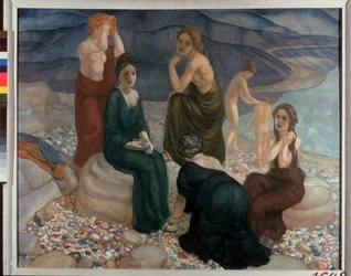 A costa. Pintura de Kuzma Sergeevich Petrov Vodkin (Petrov-Vodkin) (Kouzma Petrov Vodkin) (Petrov-Vodkin) (1878-1939), óleo sobre tela