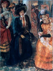 Em uma cafeteria. Pintura de Kuzma Sergeevich Petrov Vodkin (Petrov-Vodkin) (Kouzma Petrov Vodkin) (Petrov-Vodkin) (1878-1939), óleo sobre tela