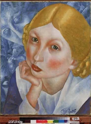 O retrato de Ria. Pintura de Kuzma Sergeevich Petrov Vodkin (Petrov-Vodkin) (Kouzma Petrov Vodkin) (Petrov-Vodkin) (1878-1939), óleo sobre tela