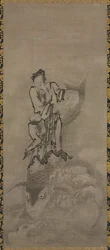 Hotei com Daoist Immortals: Immortal Riding Carp