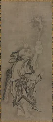 Hotei com Daoist Immortals: Immortal com Cabaça e Dragão