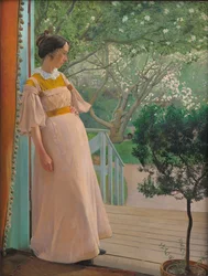 Nas janelas francesas. A esposa do artista