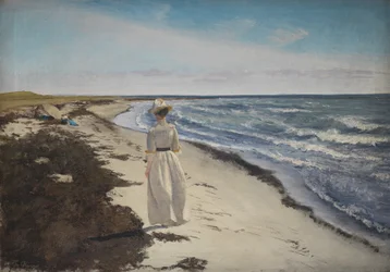 Senhora na praia de Karrebæksminde, Zelândia