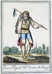 Jovem camponês da zona de Limoges - na "Encyclopédie des voyages" de J. Grasset St Sauveur, Deron, Paris