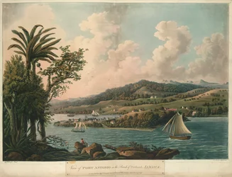 Port Antonio, de Six Views in the Island of Jamaica, litografia de I. Merigot