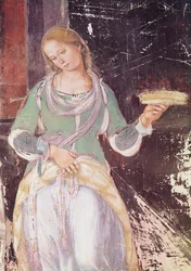 Servo segurando uma cesta, detalhe de São Benedito Recebendo Hotelaria, da Vida de São Bento, 1497-98 (detalhe de 164410)