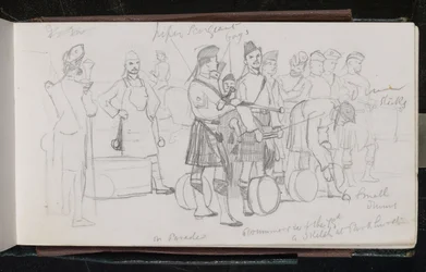 No desfile. Bateristas do 79º. Um sketch em Parkhurst.