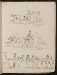 Estudos de "um motorista de táxi de Londres", "um motorista de Cittadine - Gênova" e "um posto de Cittadine de Genoese", datado de "26-61 de junho"