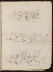 Três estudos de batalhas de cavalaria