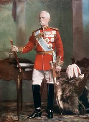 Marechal de Campo Lord Roberts, comandante em chefe das forças na África do Sul, 1902.