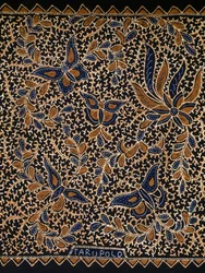 Batik com decoração tradicional de borboleta e flores, Java, Indonésia, detalhe