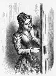 Ilustração para Ascensão e Queda de Cesar Birotteau, romance de Honore de Balzac (1799-1850) da coleção multi-volumes intitulada Human Comedy, gravura de Laisne