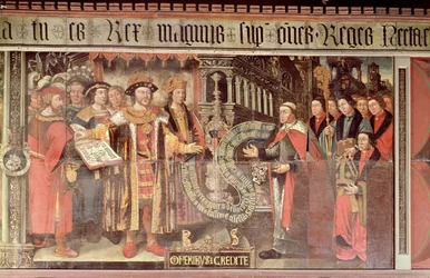 Bispo Robert Sherburne com Henrique VIII (1491-1547) c.1508-36 (mural)