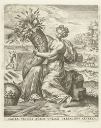 Verão: Ceres com um corno de abundância
As quatro estações (título da série)