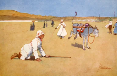 Na estrada da represa, Assouan, do "lado da luz do Egito", 1908