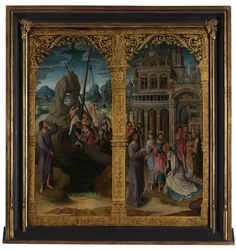 O Chamado de Pedro e a Cura de Hemorroissa (óleo sobre painel)