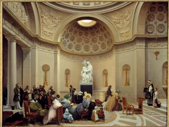 Cerimónia na capela da expiação em 1835 (capela parisiense situada a 29, rue Pasquier, no 8º arrondissement). Pintura de Theodore Turpin De Crisse (1782-1859)