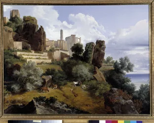 Vista de Roquebrune, Itália (óleo sobre tela)