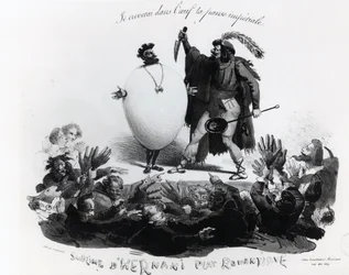 &39;Hernani Sublime, um prato romântico&39;, caricatura de Hernani &39;de Victor Hugo (1802-85) c.1830 (ver também 239200)